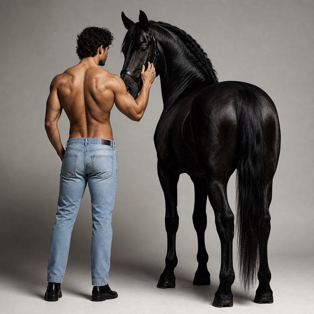 Minimalist Studio Portrait with Horse - AI image template preview