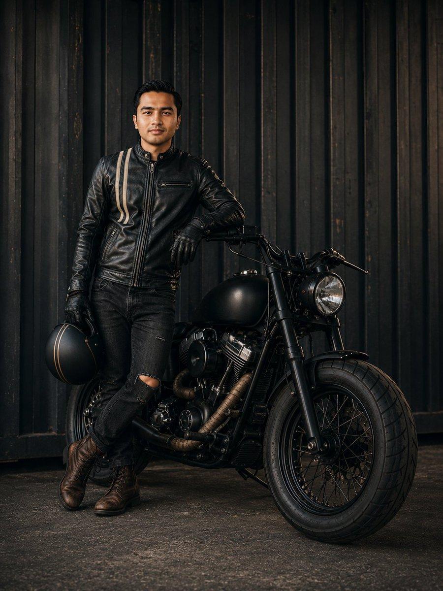 Cinematic Male Rider Portrait - AI image template preview
