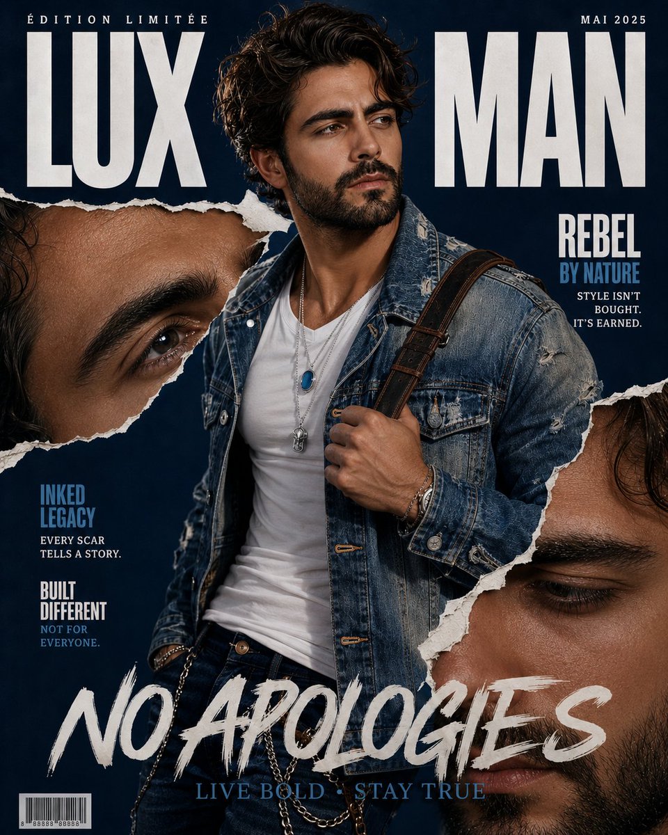 Tattooed Rebel Magazine Cover - AI image template preview