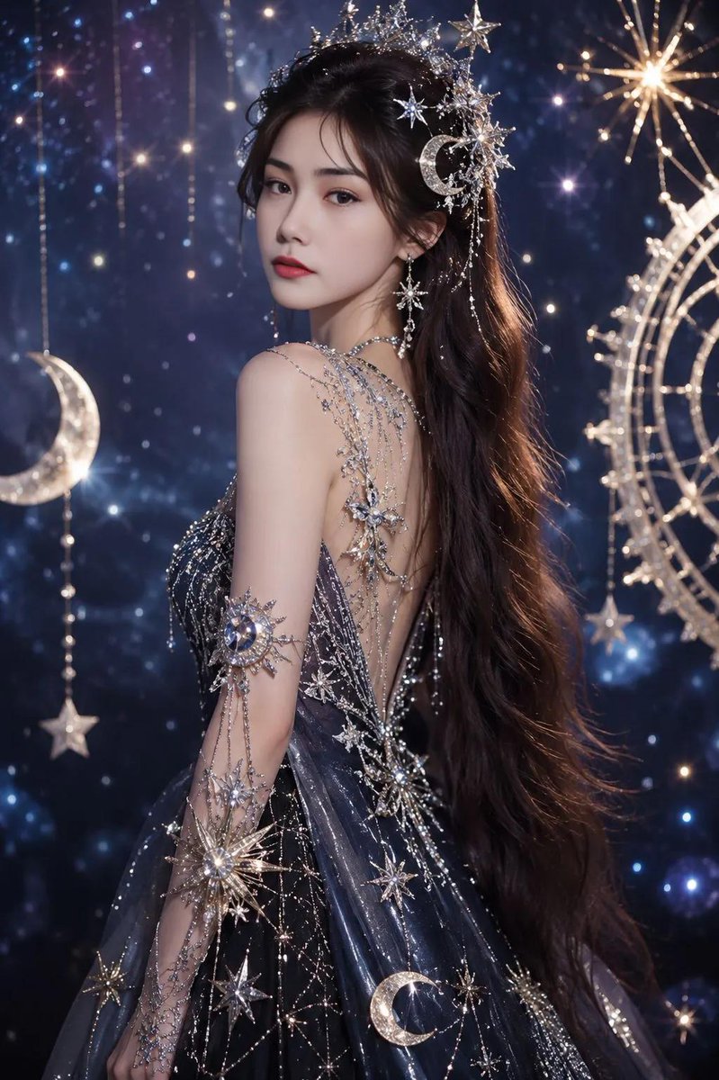 Celestial Fantasy Gown Portrait - AI image template preview