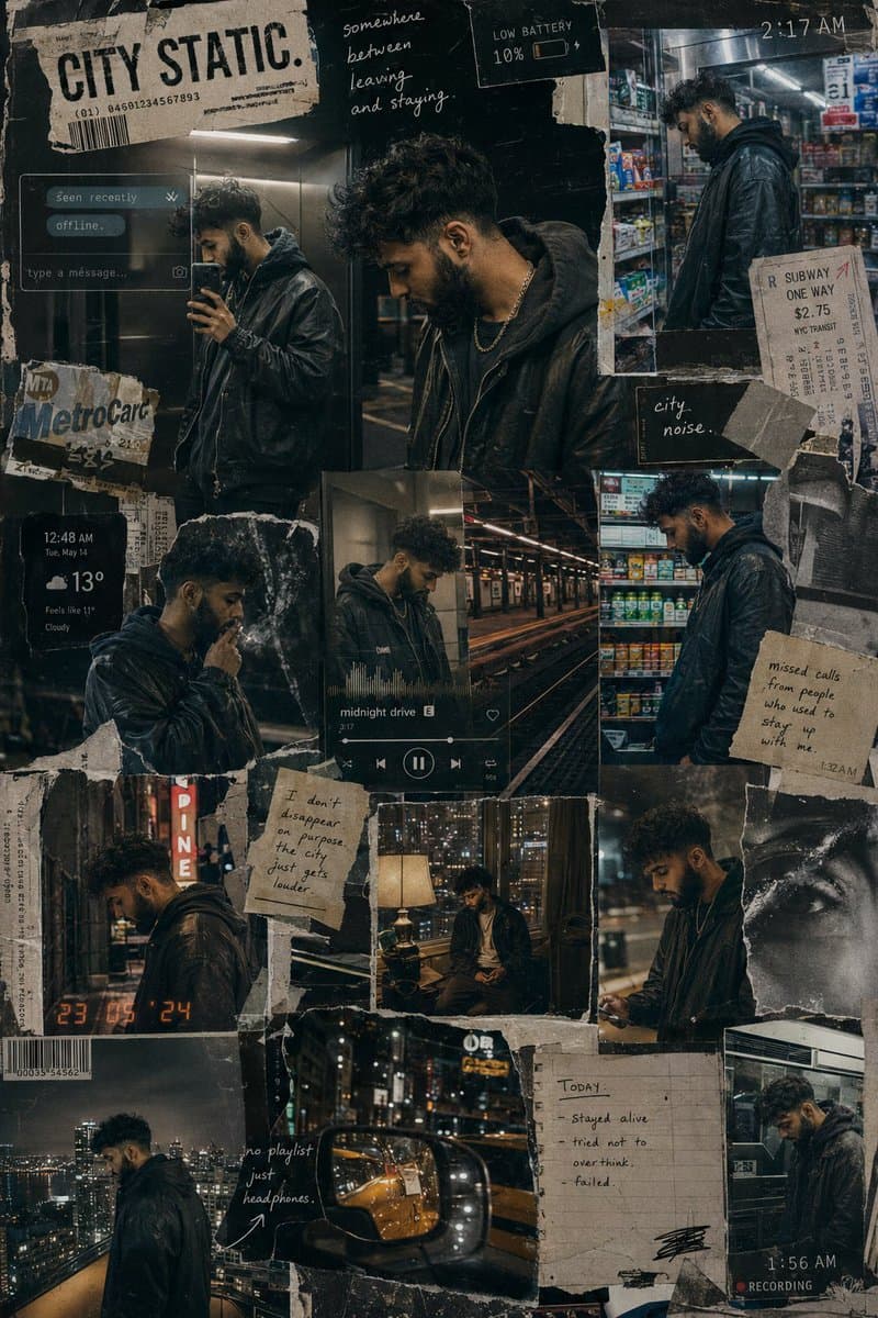 Urban Life Mixed-Media Collage - AI image template preview