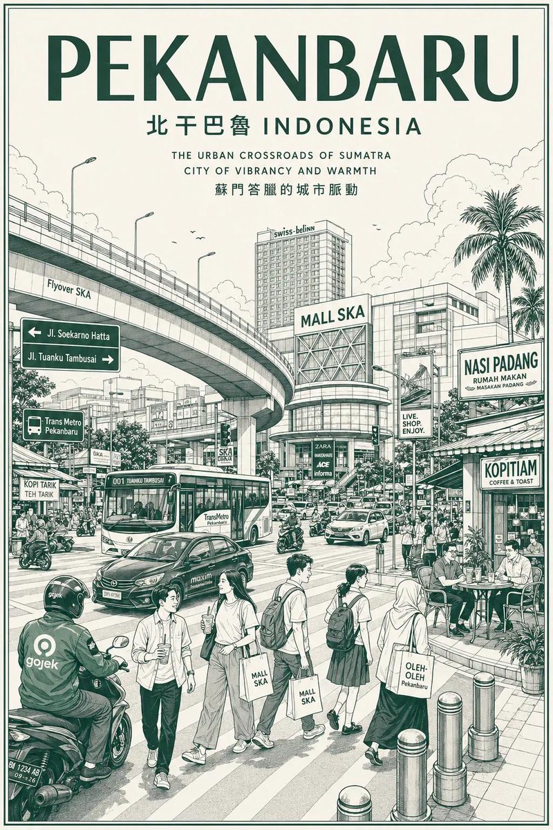 Vintage Monochrome City Travel Poster - AI image template preview