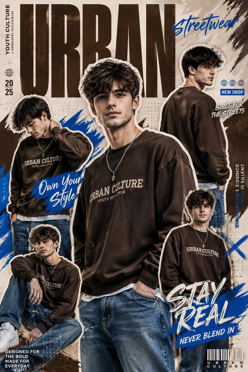 Urban Streetwear Collage - AI image template preview