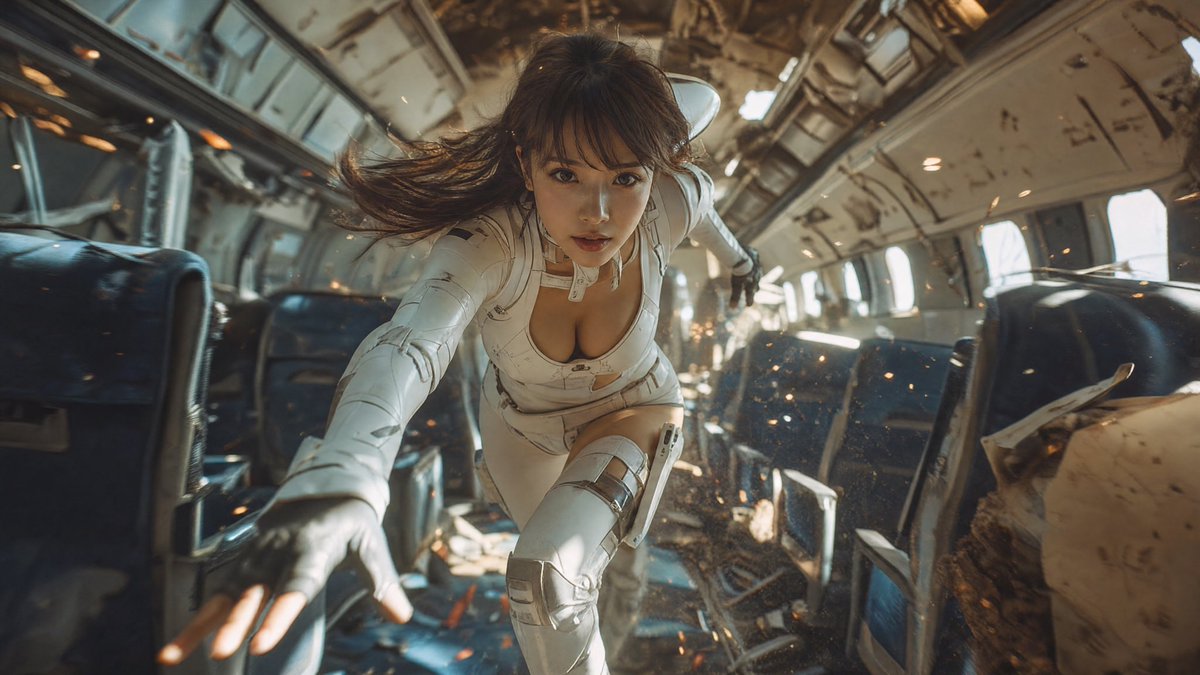 Cinematic Sci-Fi Girl Action Scene - AI image template preview