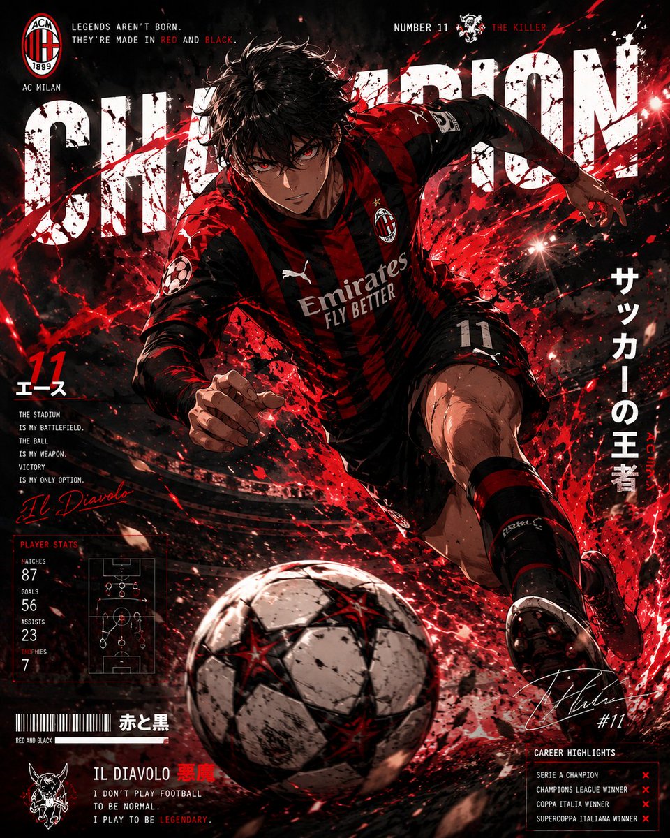 Anime Football Champion Collector Poster - AI image template preview