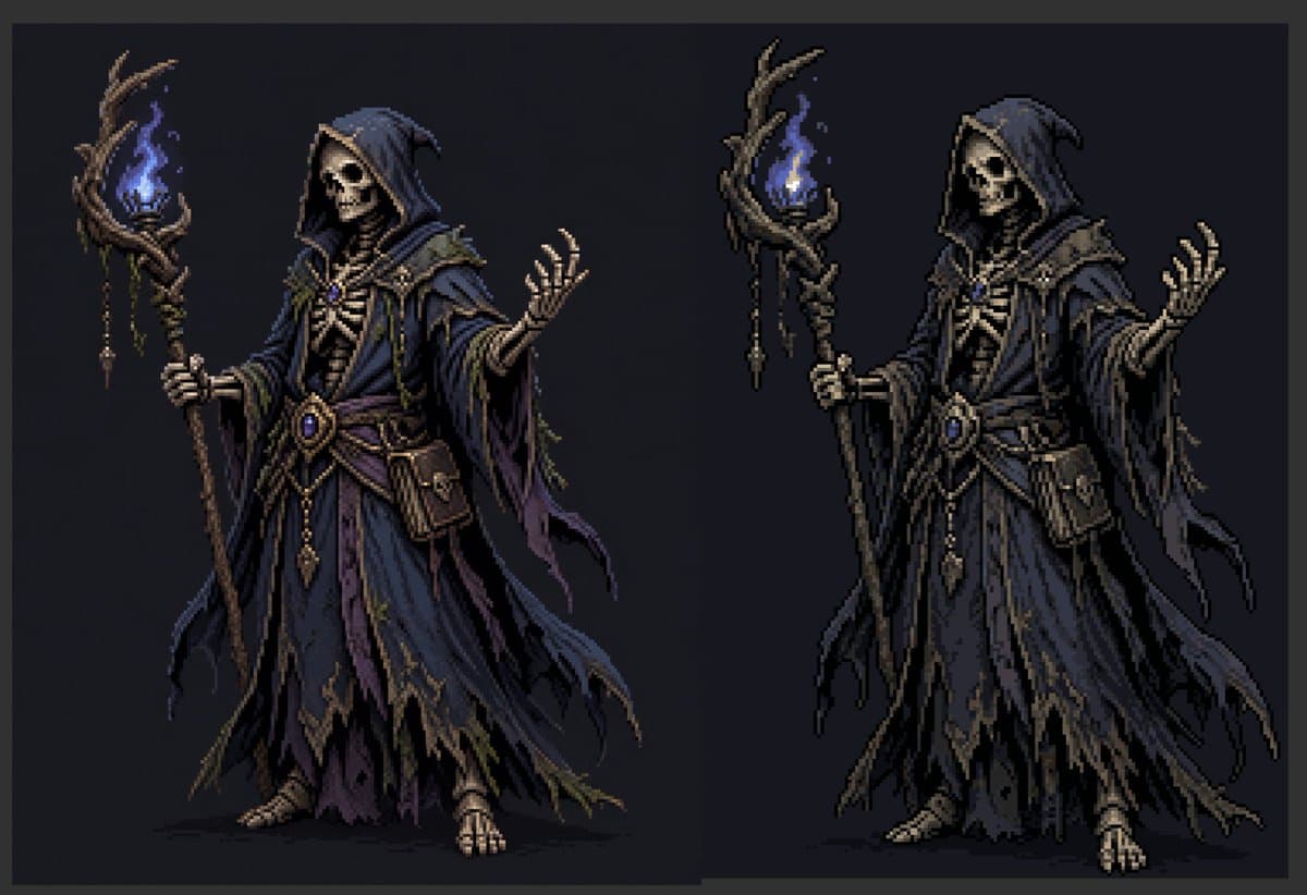 Necromancer Pixel Art Comparison - AI image template preview