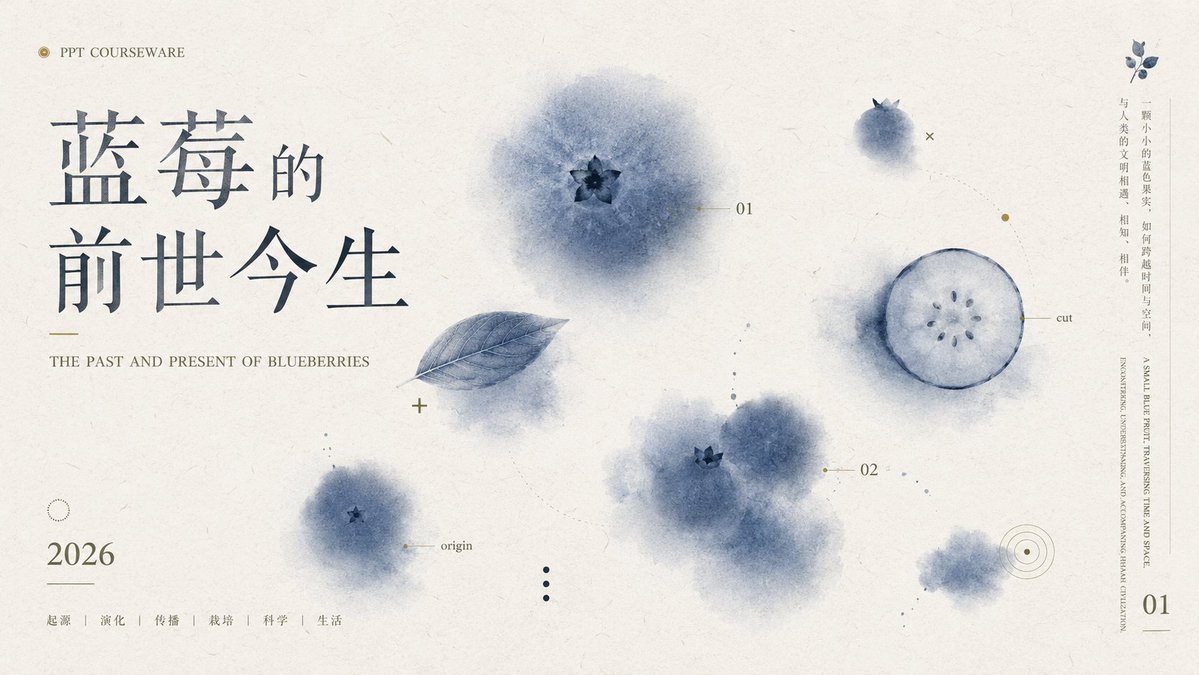 Blueberry Courseware Cover Slide - AI image template preview