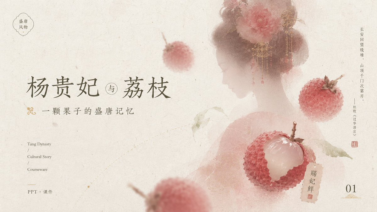 Tang Lychee Courseware Cover - AI image template preview
