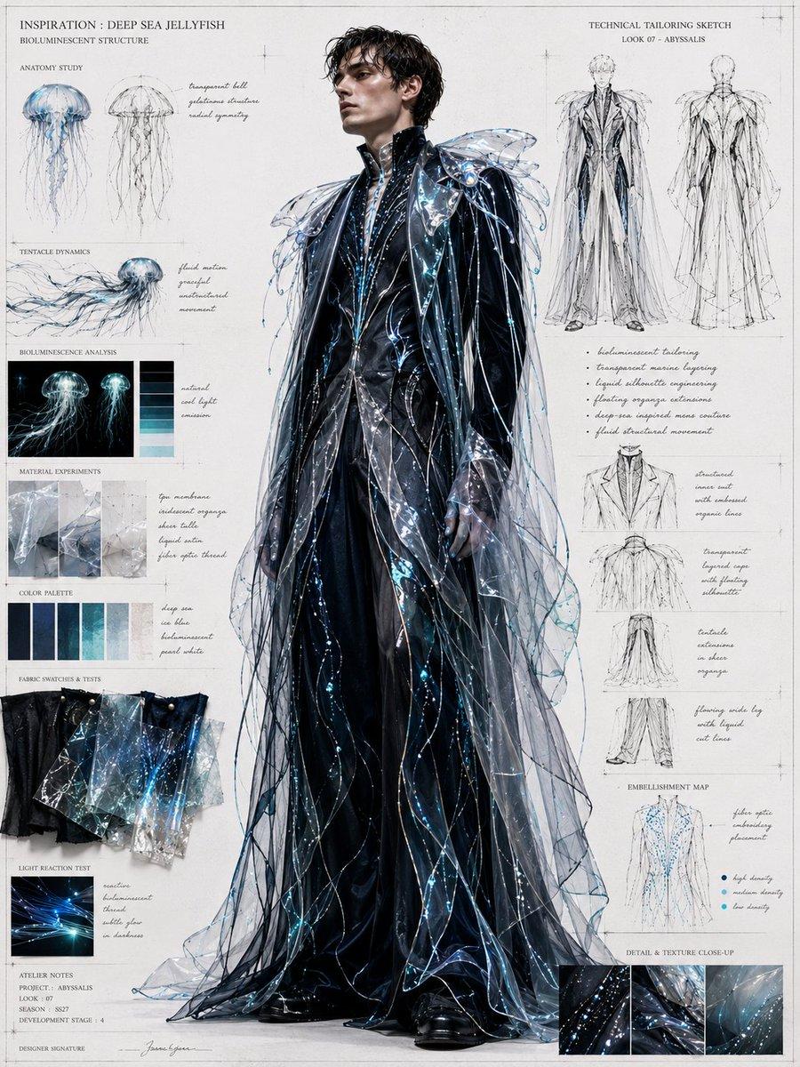 Deep Sea Jellyfish Couture Board - AI image template preview