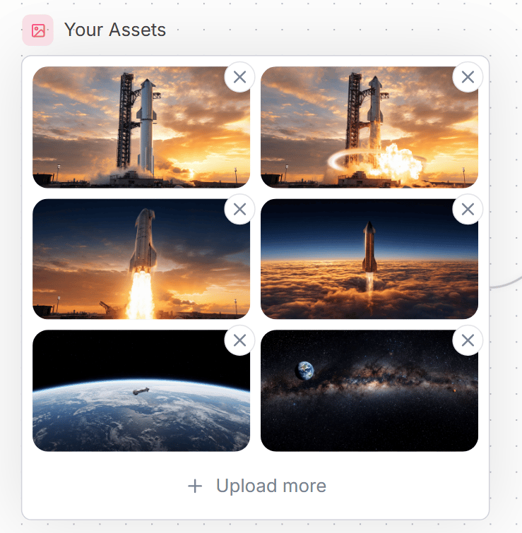Space Asset Gallery UI - AI image template preview