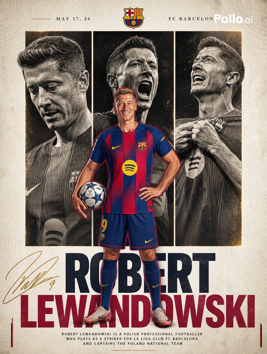 FC Barcelona Lewandowski Poster - AI image template preview