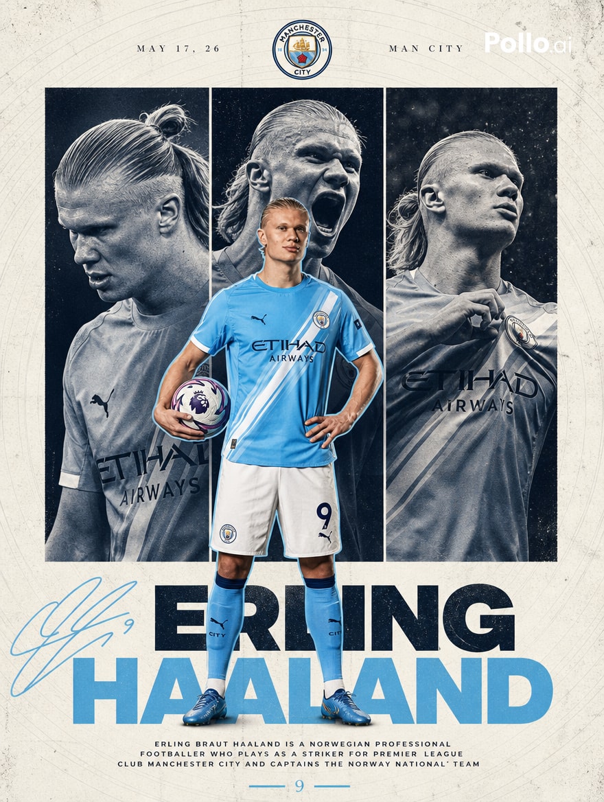Manchester City Haaland Poster - AI image template preview