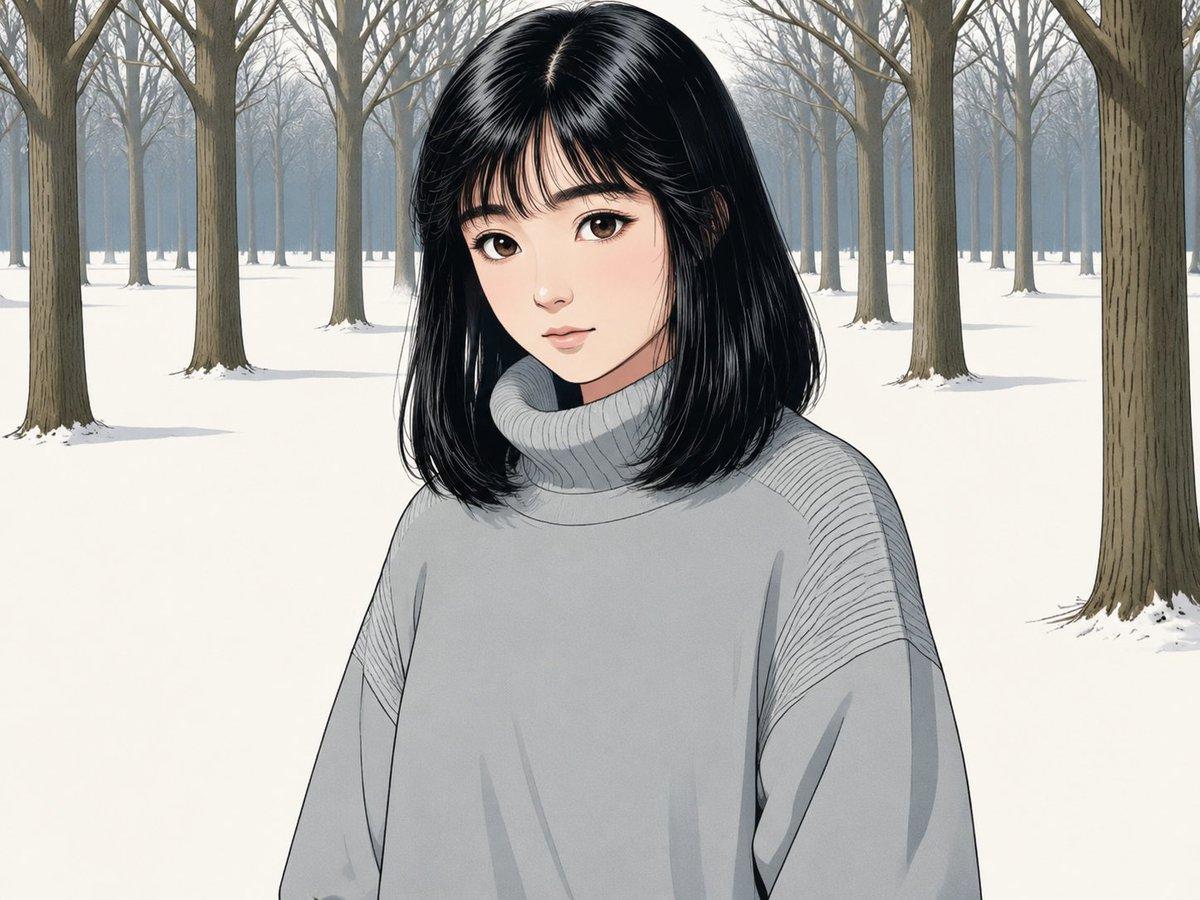 Anime Winter Forest Portrait - AI image template preview