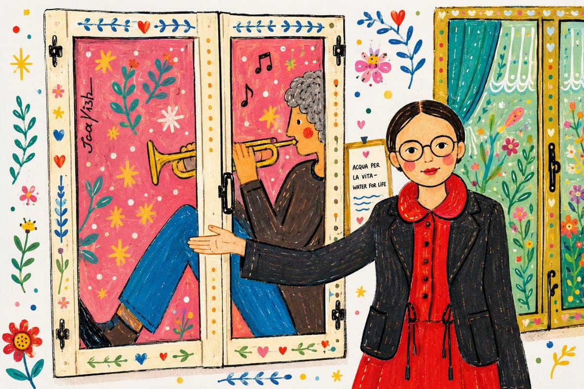 Whimsical Folk Art Window Scene - AI image template preview