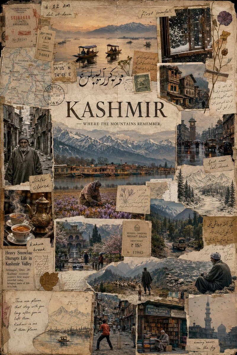 Kashmir Archival Travel Journal Collage - AI image template preview