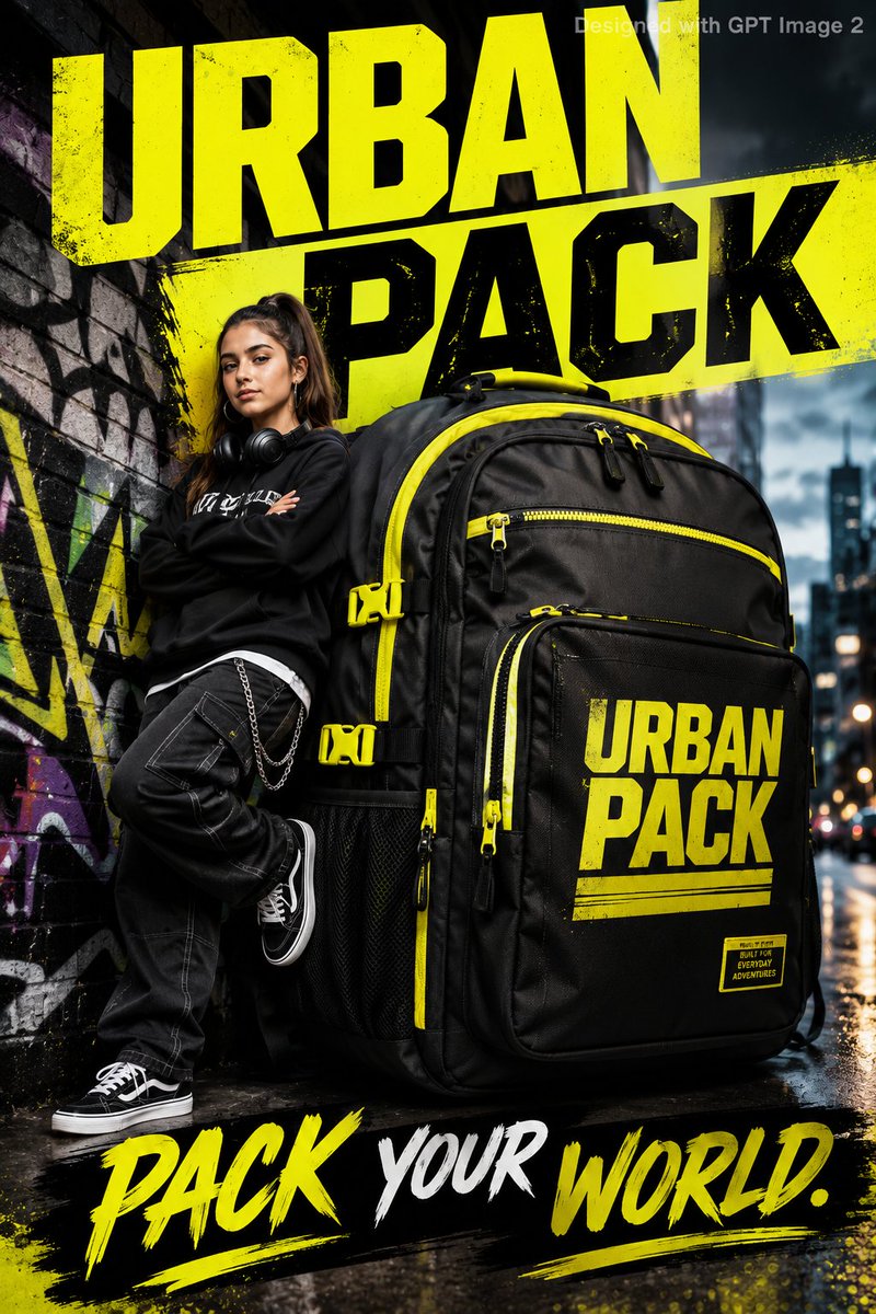 Urban Backpack Lifestyle Advertisement Poster - AI image template preview