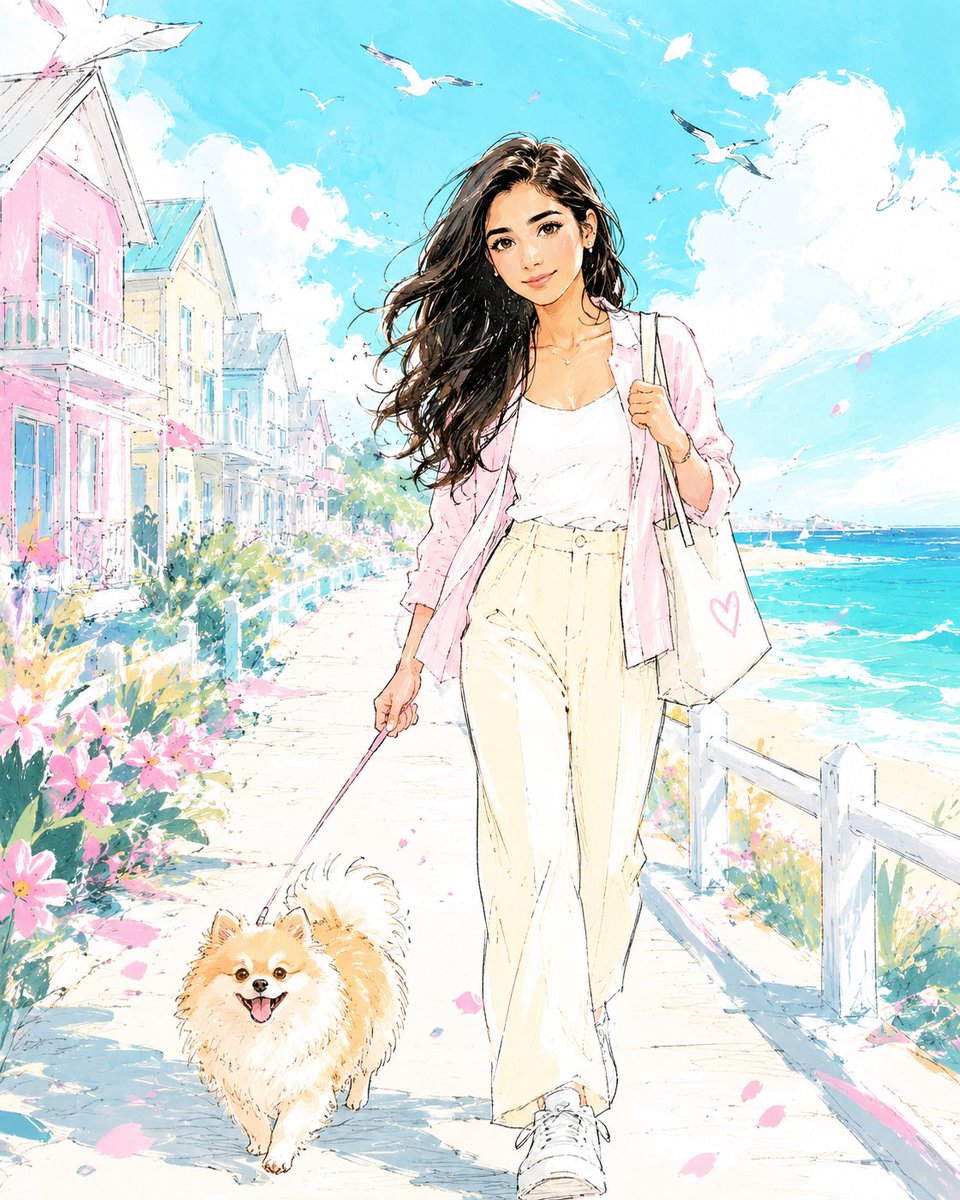 Seaside Anime Sketch Aesthetic - AI image template preview
