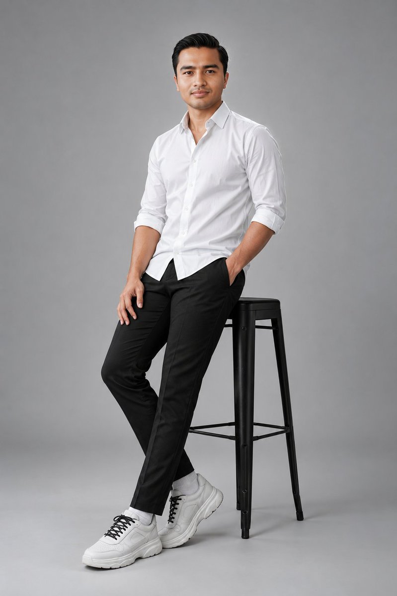 Clean Studio Fashion Portrait - AI image template preview