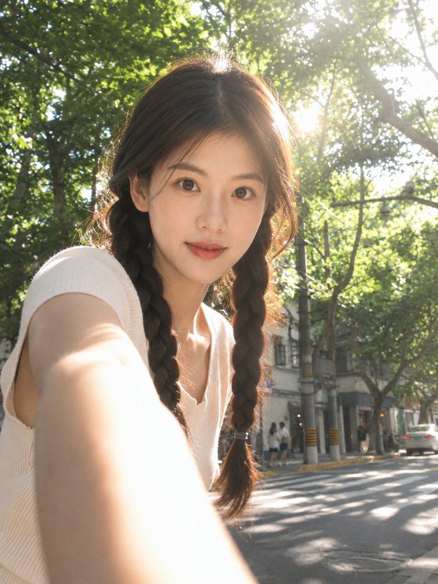 Sun-Drenched Candid Selfie Portrait - AI image template preview