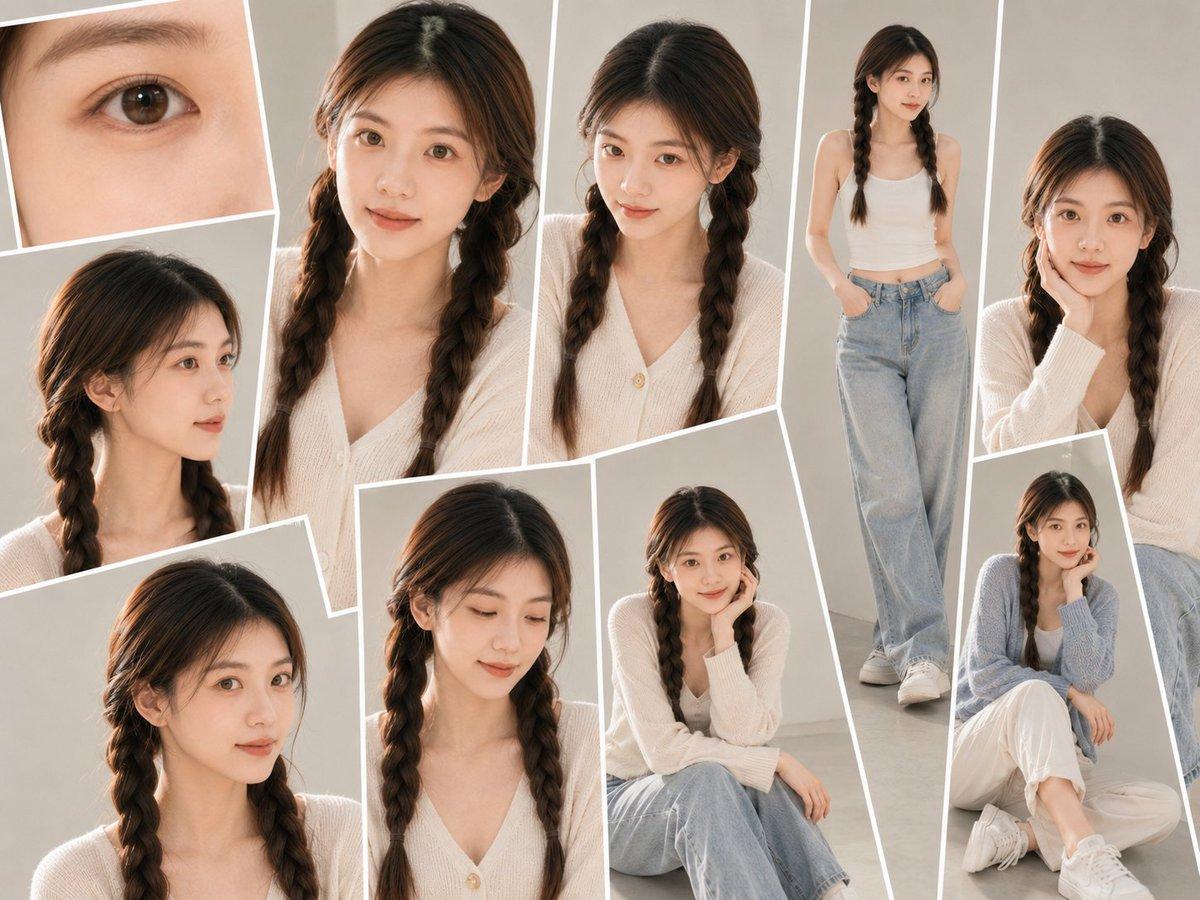 Soft-Lit Studio Portrait Collage - AI image template preview