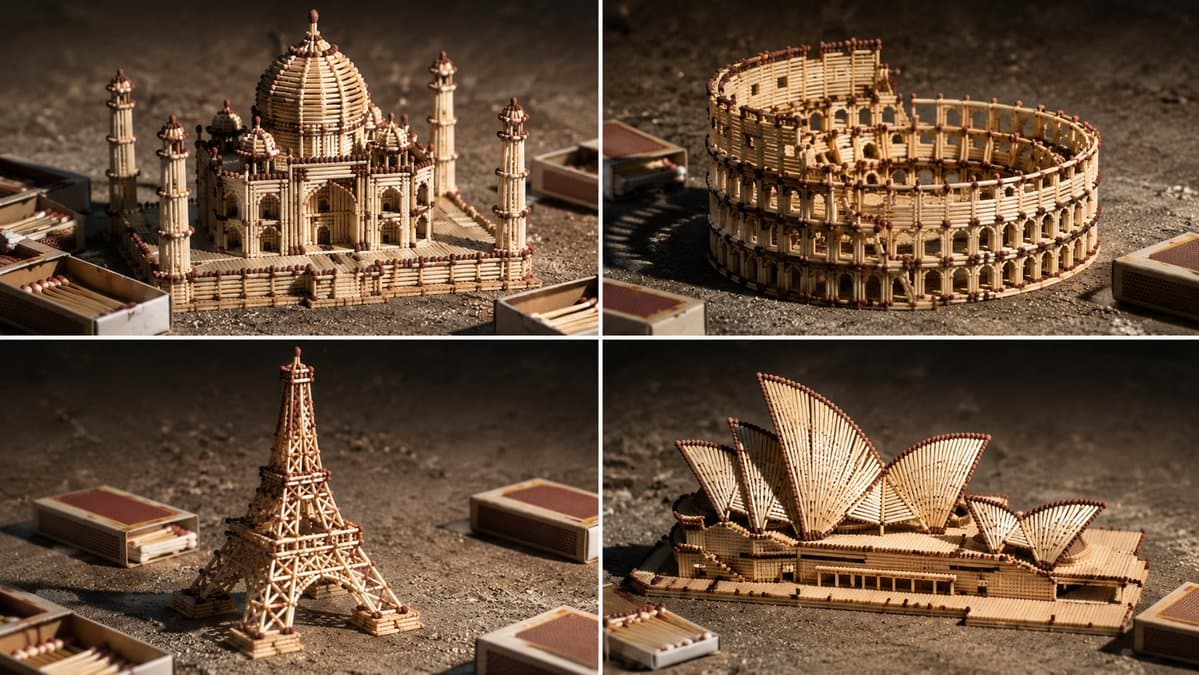 Matchstick Architectural Models - AI image template preview