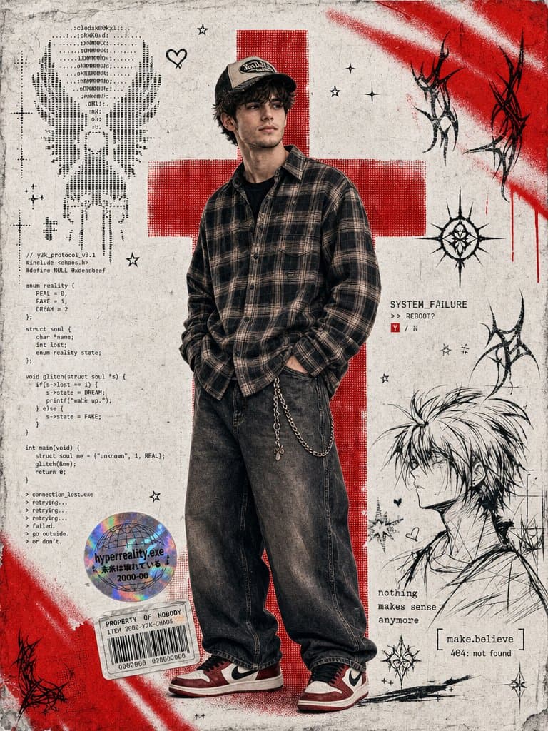 Y2K Cyber-Grunge Collage Poster - AI image template preview
