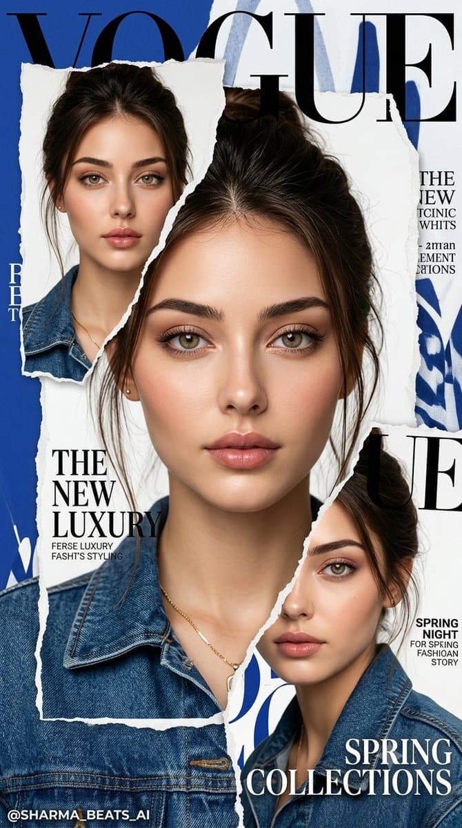 Luxury Vogue Fashion Editorial Poster - AI image template preview