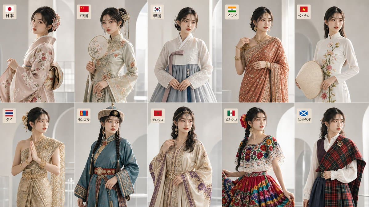 Global Traditional Fashion Collage - AI image template preview