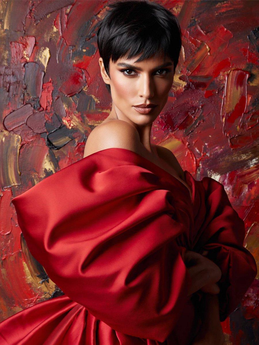 Anonymous Red Couture Portrait - AI image template preview