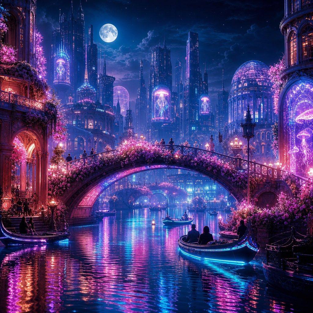 Neon Dream City - AI image template preview
