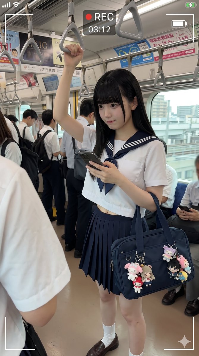 Japanese Train Schoolgirl Phone Recording - AI image template preview