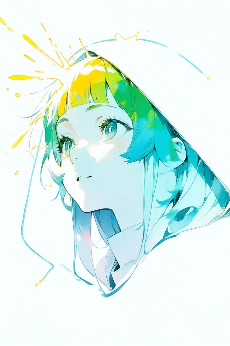 Abstract Aqua Anime Poster - AI image template preview