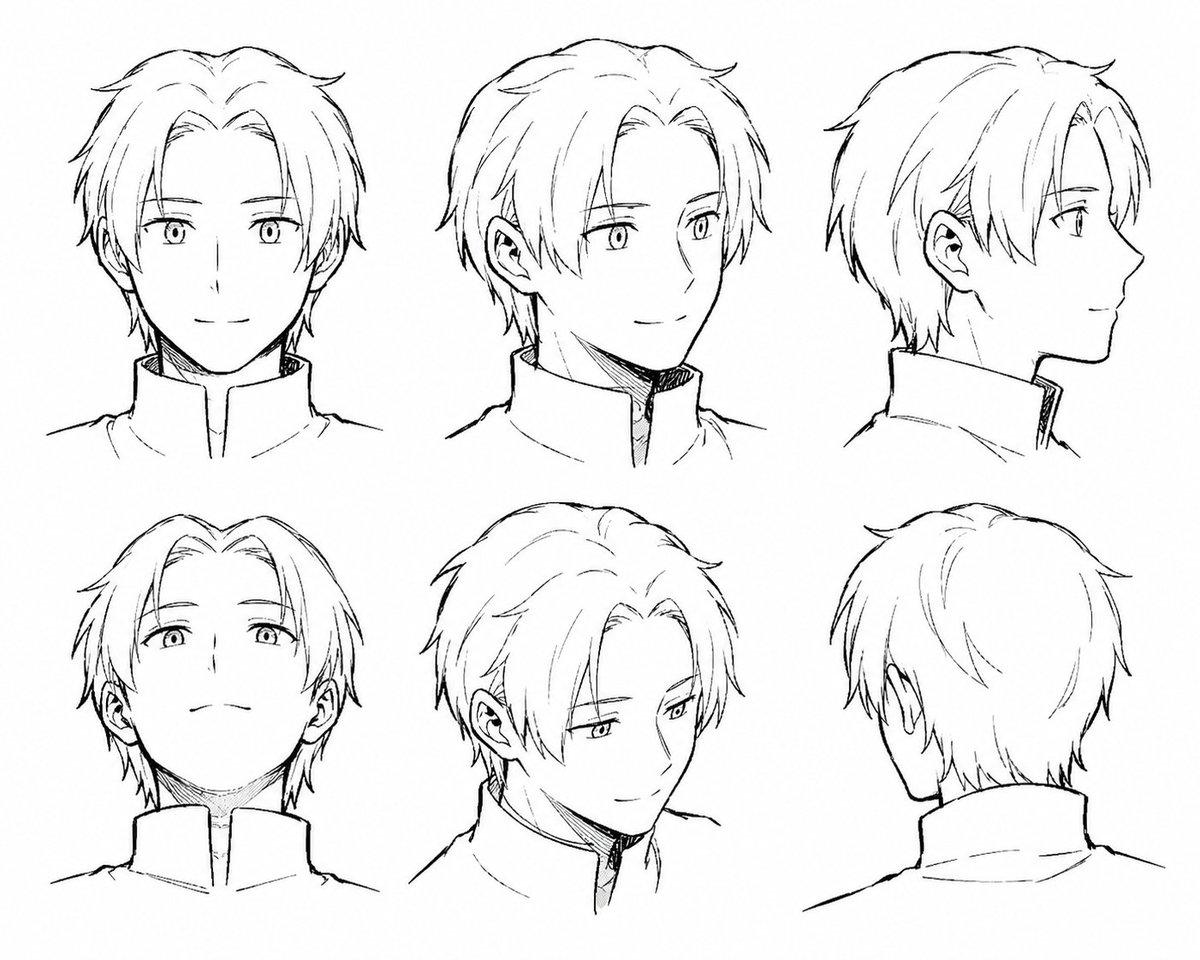 Manga Male Hairstyle Reference Sheet - AI image template preview