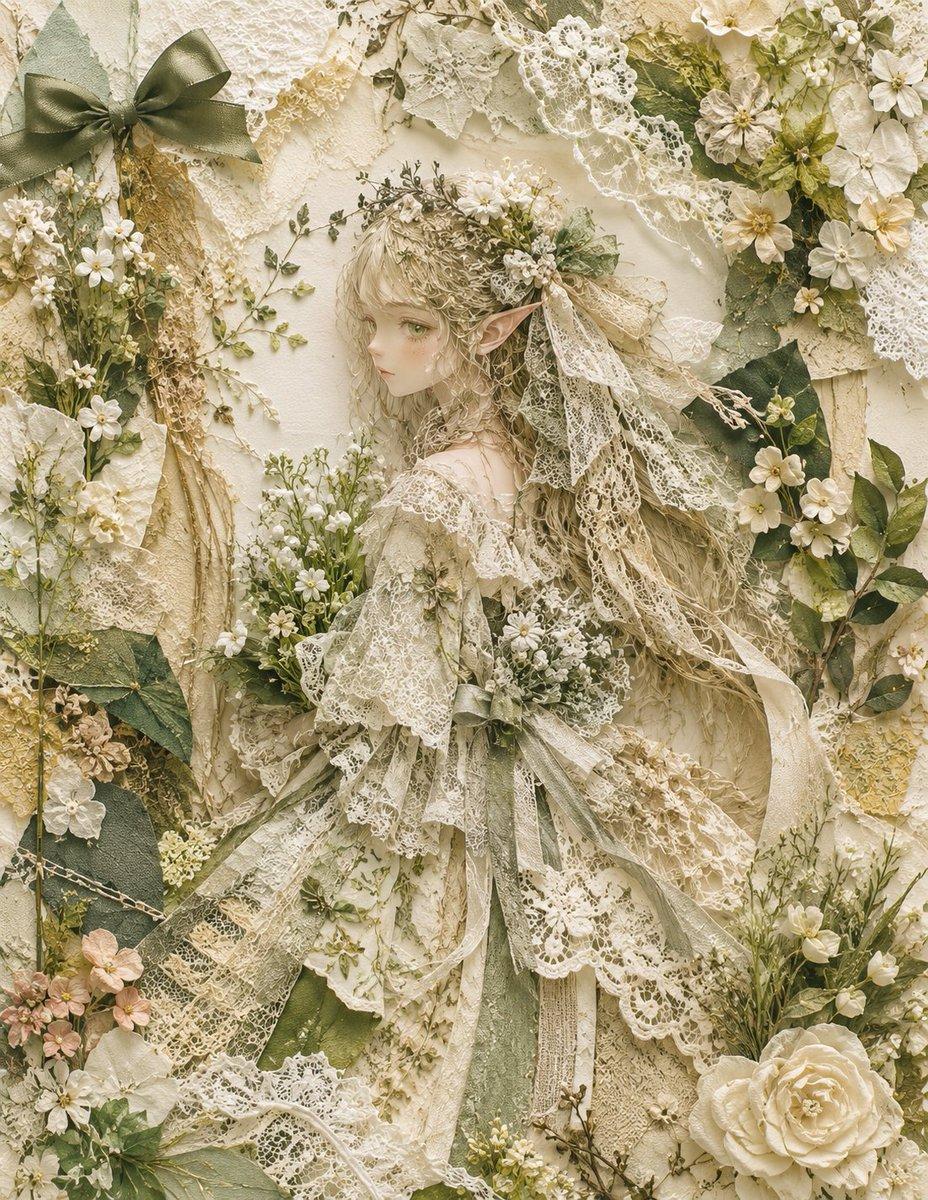 Textile Collage Elf Maiden - AI image template preview