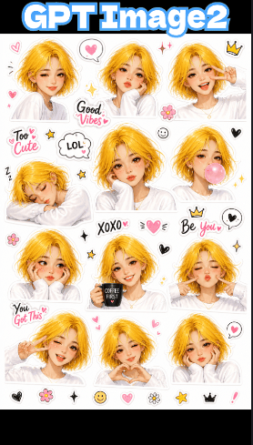 GPT Image 2 Kawaii Sticker Sheet - AI image template preview