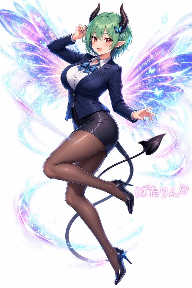 Anime Fairy Demon Office Pin-Up - AI image template preview