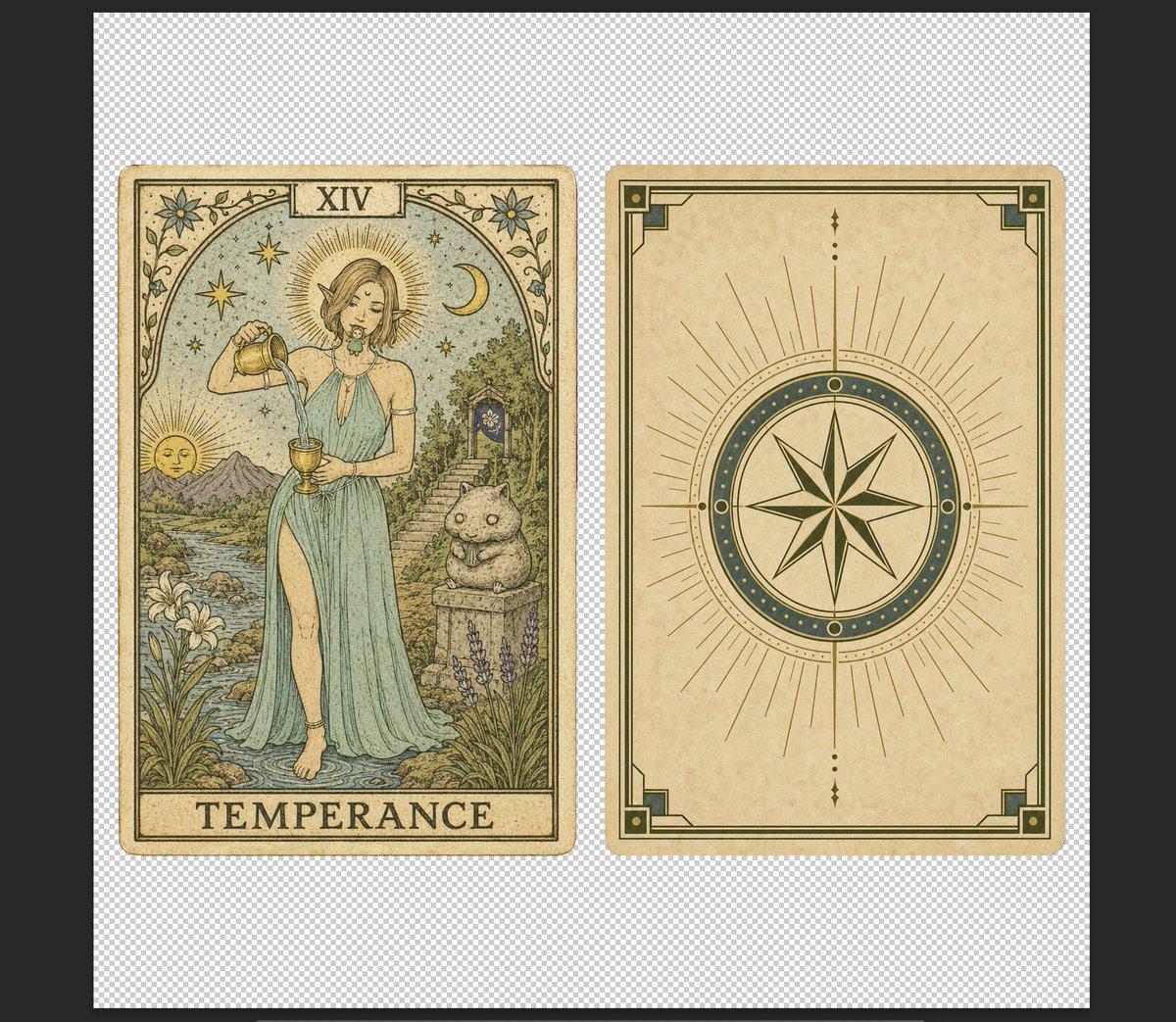 Vintage Temperance Tarot Card Pair - AI image template preview