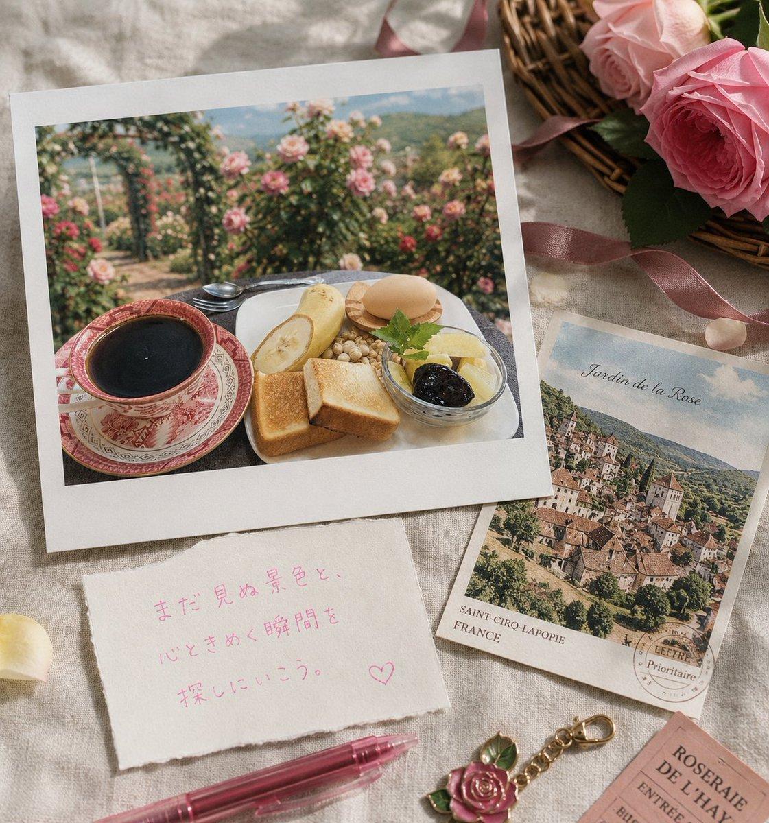 Rose Garden Travel Postcard Flat Lay - AI image template preview