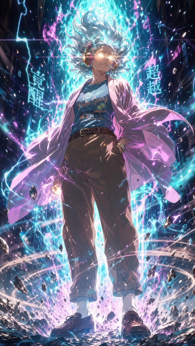 Cyberpunk Anime Energy Awakening - AI image template preview