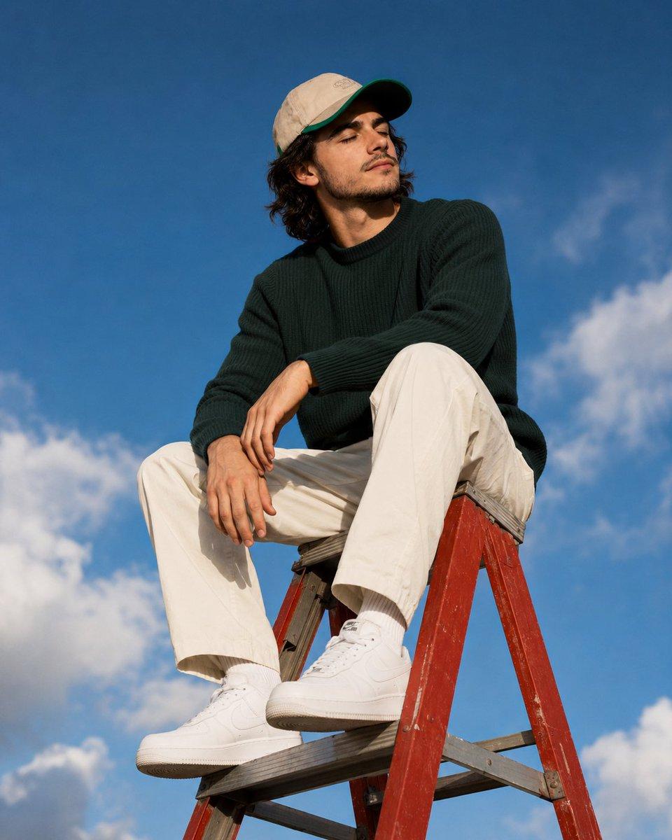 Outdoor Lifestyle Portrait on Ladder - AI image template preview