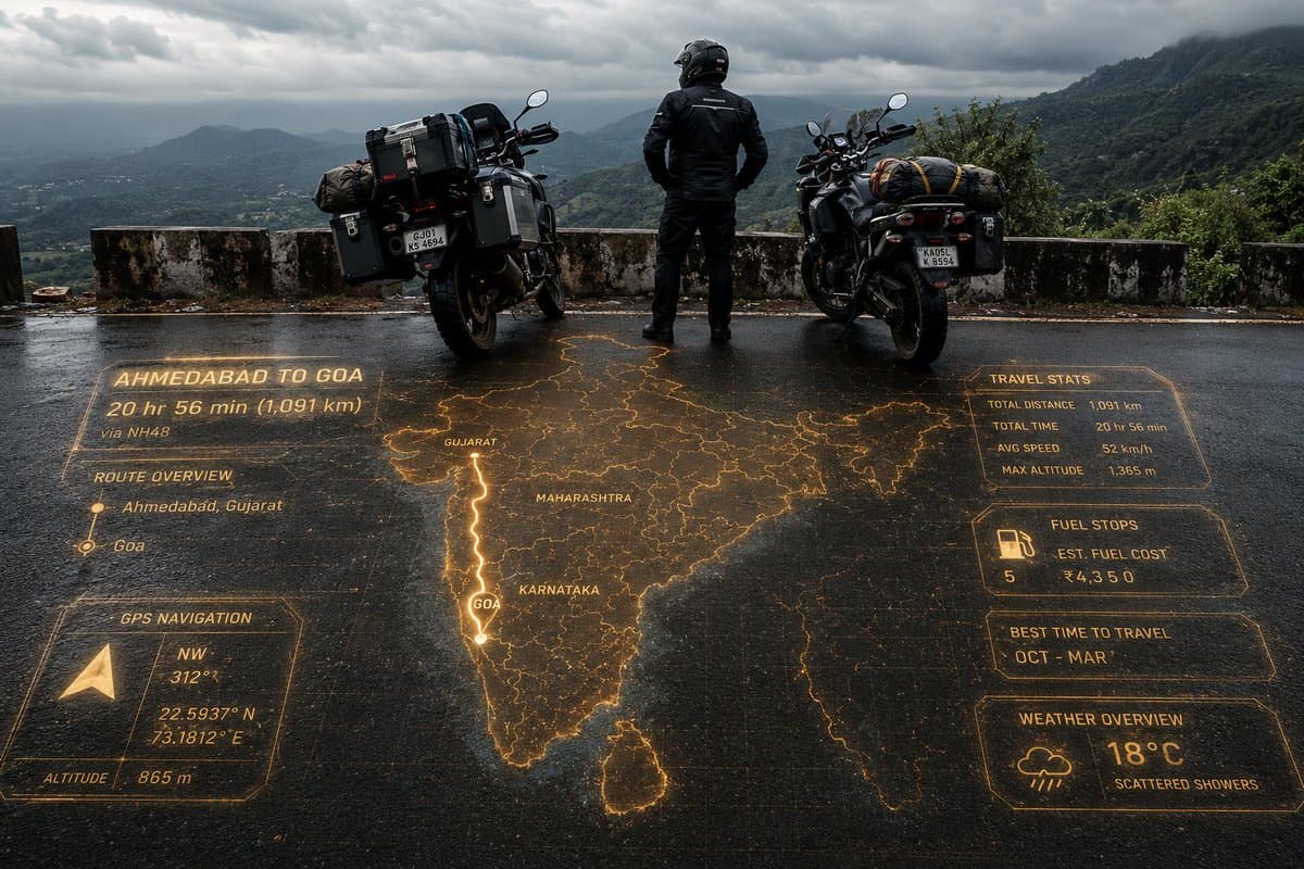 Adventure Motorcyclist with Holographic HUD - AI image template preview