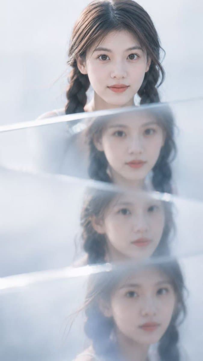 Misty Glass Reflection Portrait - AI image template preview