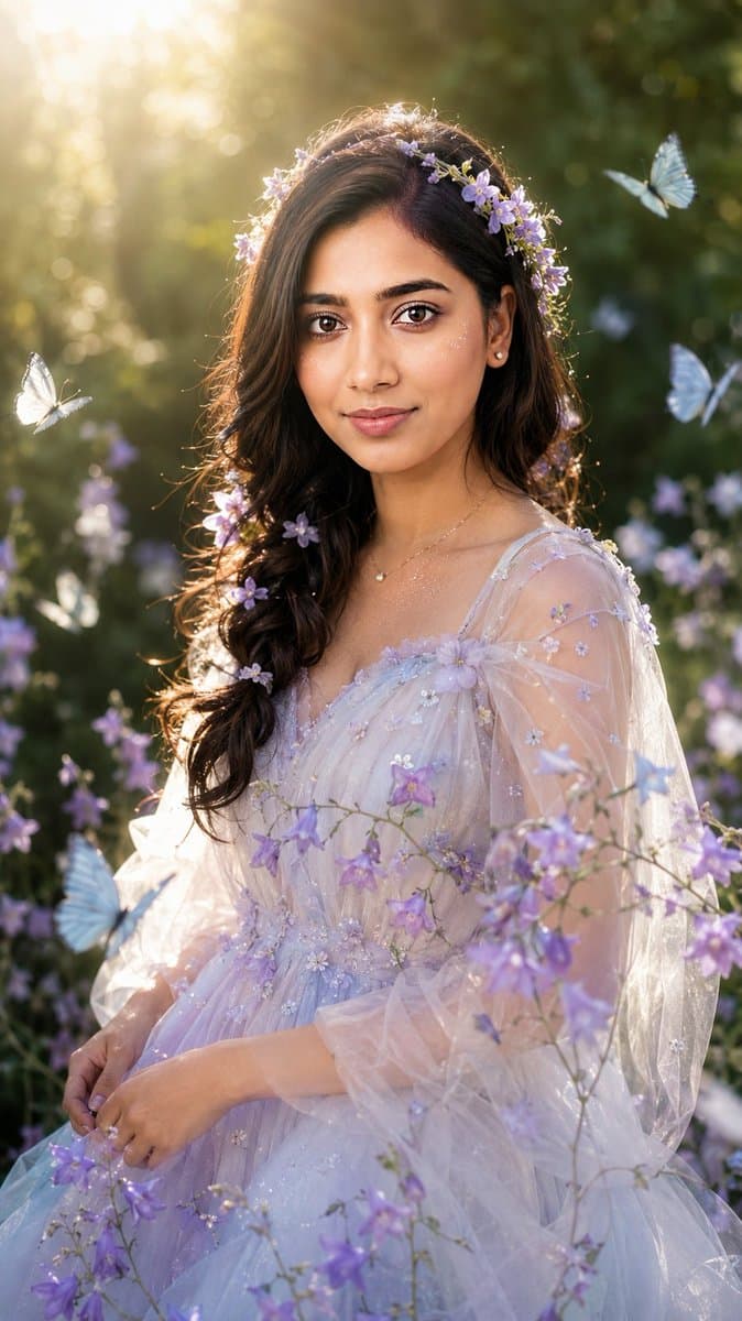 Realistic Garden Fairy Editorial Portrait - AI image template preview