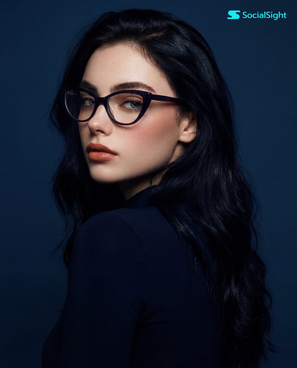 Dramatic Studio Portrait with Cat-Eye Glasses - AI image template preview