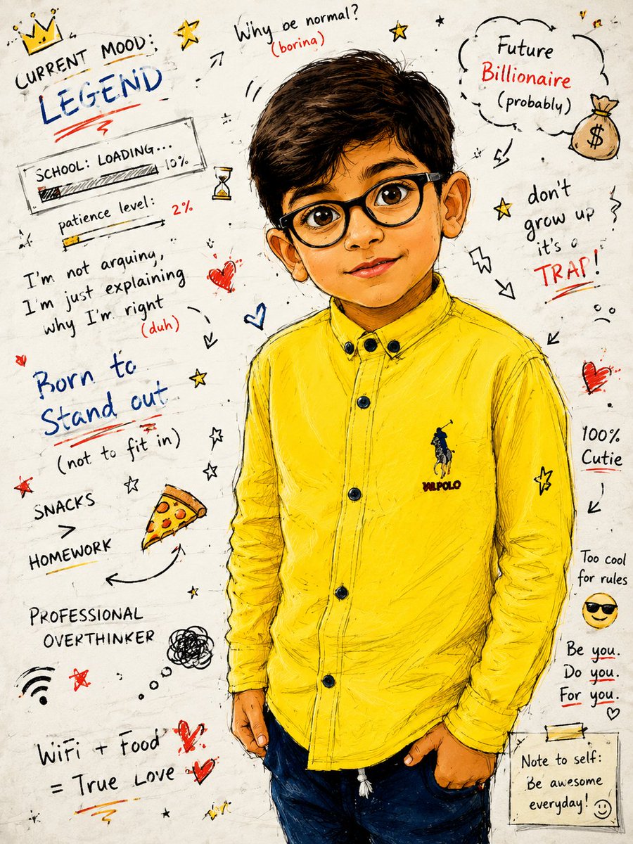 Teenage Sketchbook Caricature Effect - AI image template preview