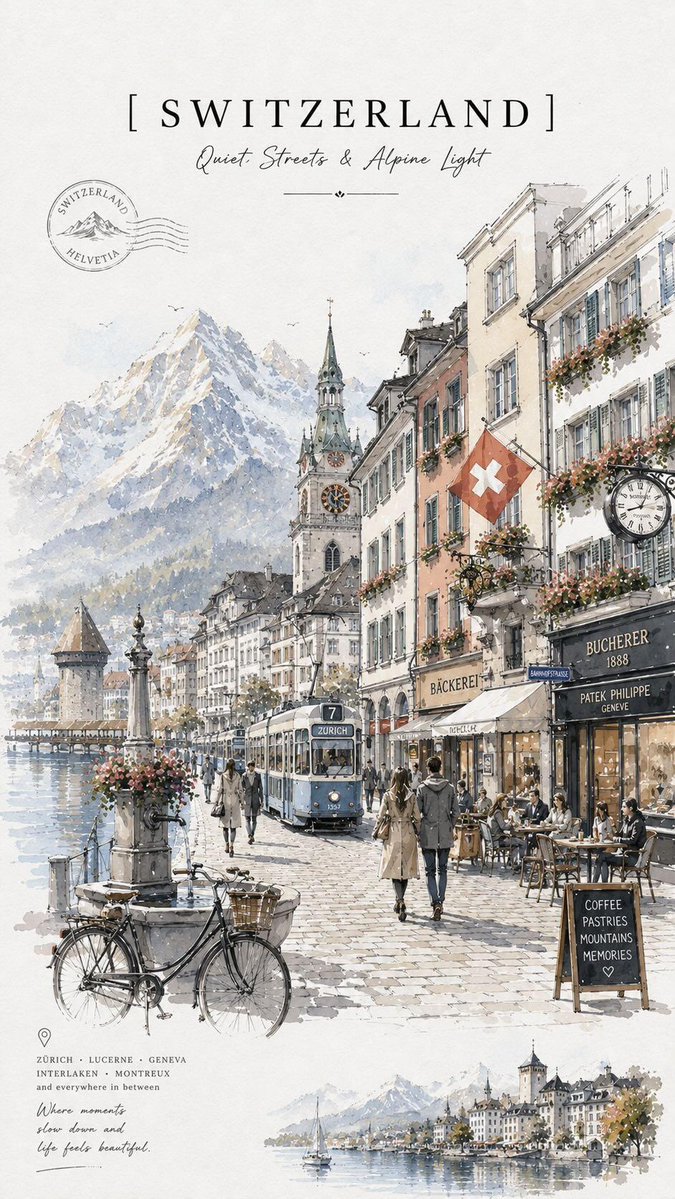 Vintage Watercolor Travel Posters - AI image template preview