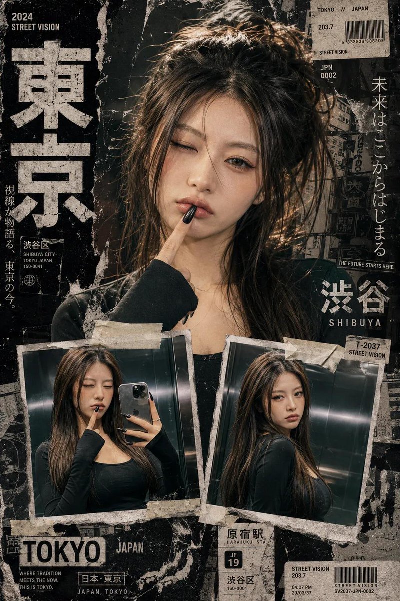Y2K Japanese Street Editorial Collage - AI image template preview