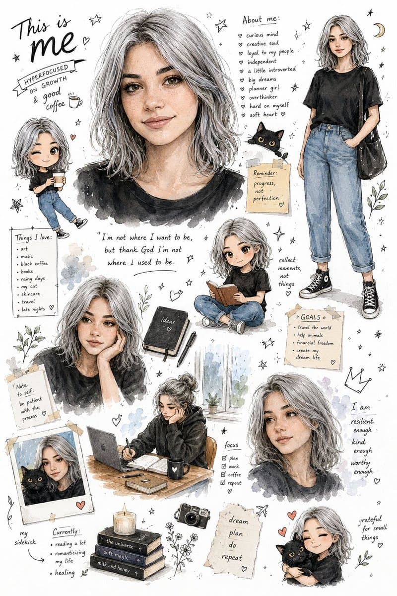 Illustrated Personal Sketchbook Infographic - AI image template preview