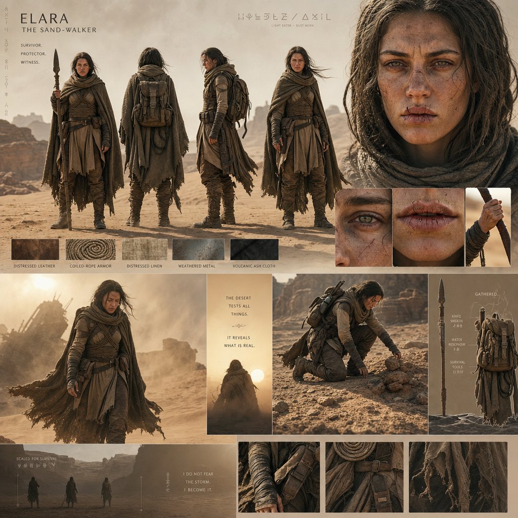 Desert World Cinematic Character Board - AI image template preview