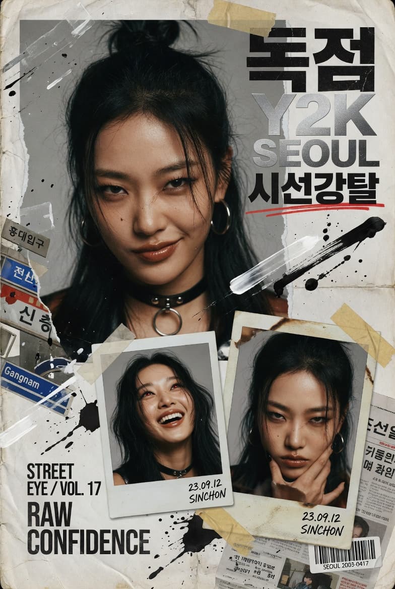Y2K Korean Street Editorial Collage - AI image template preview